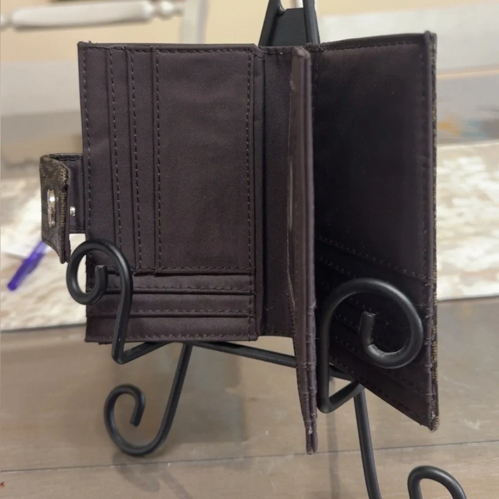 Giani Bernini Wallet Block Leather Framed Indexer Brown Multi Wallet AUTHENTIC